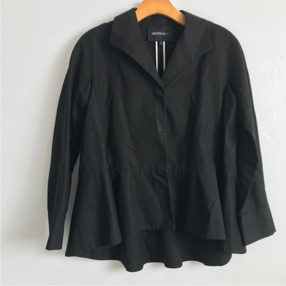 LAYFAYETTE 148 WOMENS BLAZER JACKET BLACK PEPLUM SMALL P